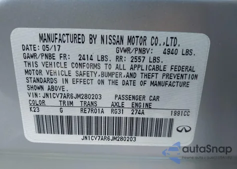 2018 Infiniti Q50 2.0T Luxe из США, поврежденный, VIN JN1CV7AR6JM280203